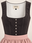 Dirndl Kathleen 70 cm aus dunkelgrauem Feincord mit altrosa Schürze – Ansicht 4