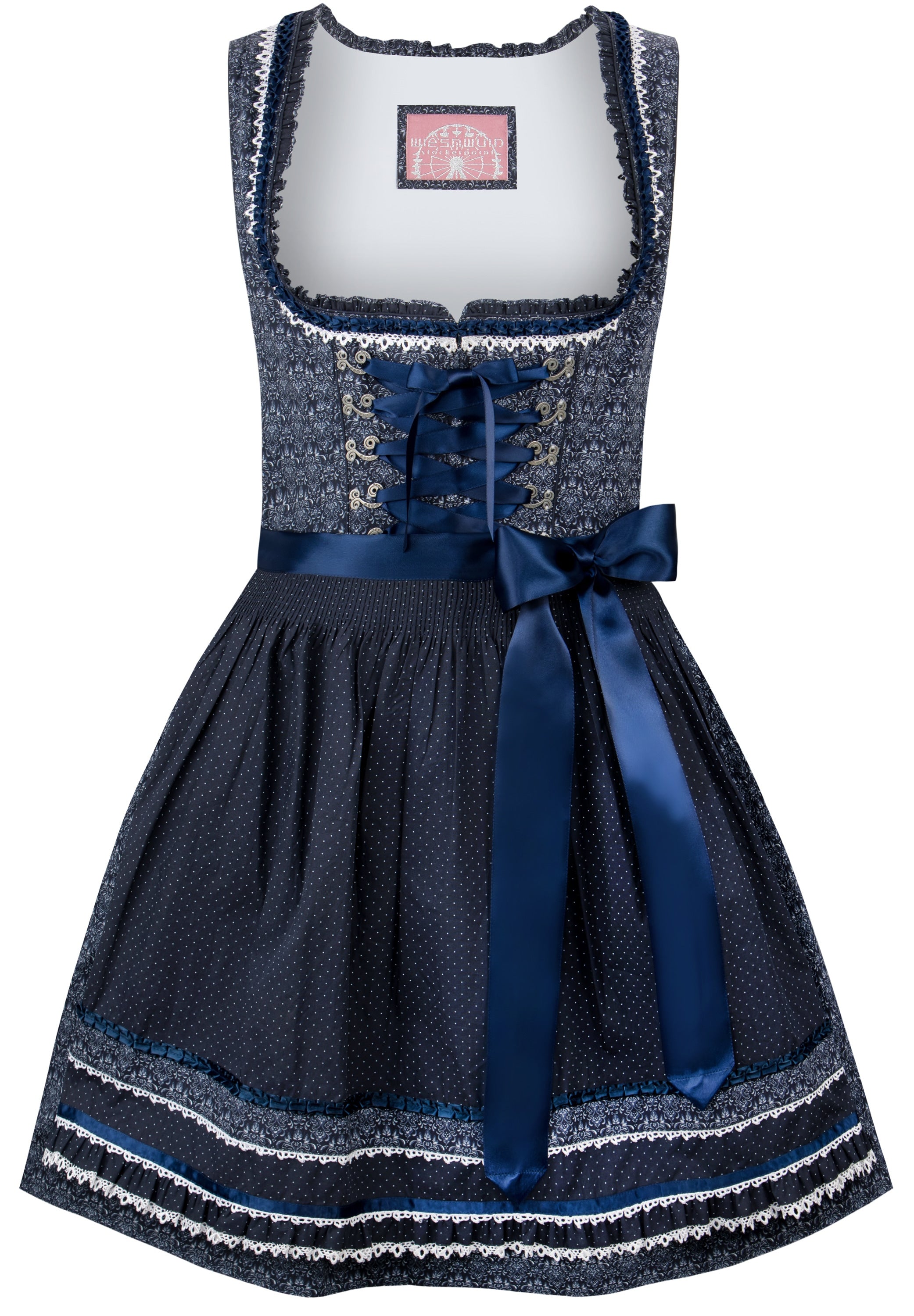 Dirndl Kim in Dunkelblau mit Schürze, Rocklänge 55 cm