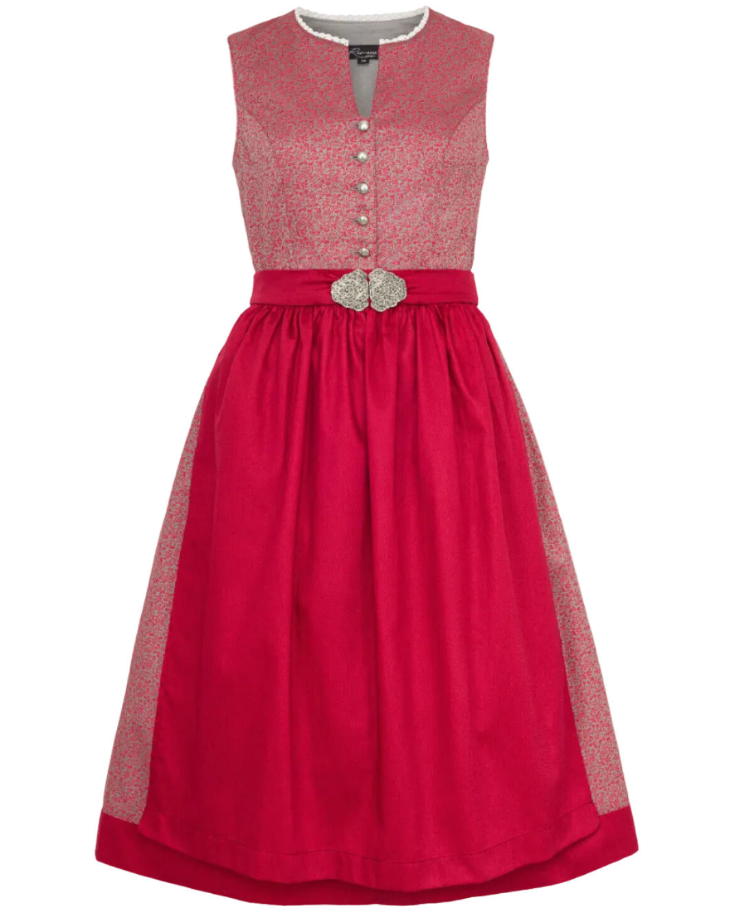 Hochgeschlossenes Dirndl Sana mit roter Schürze