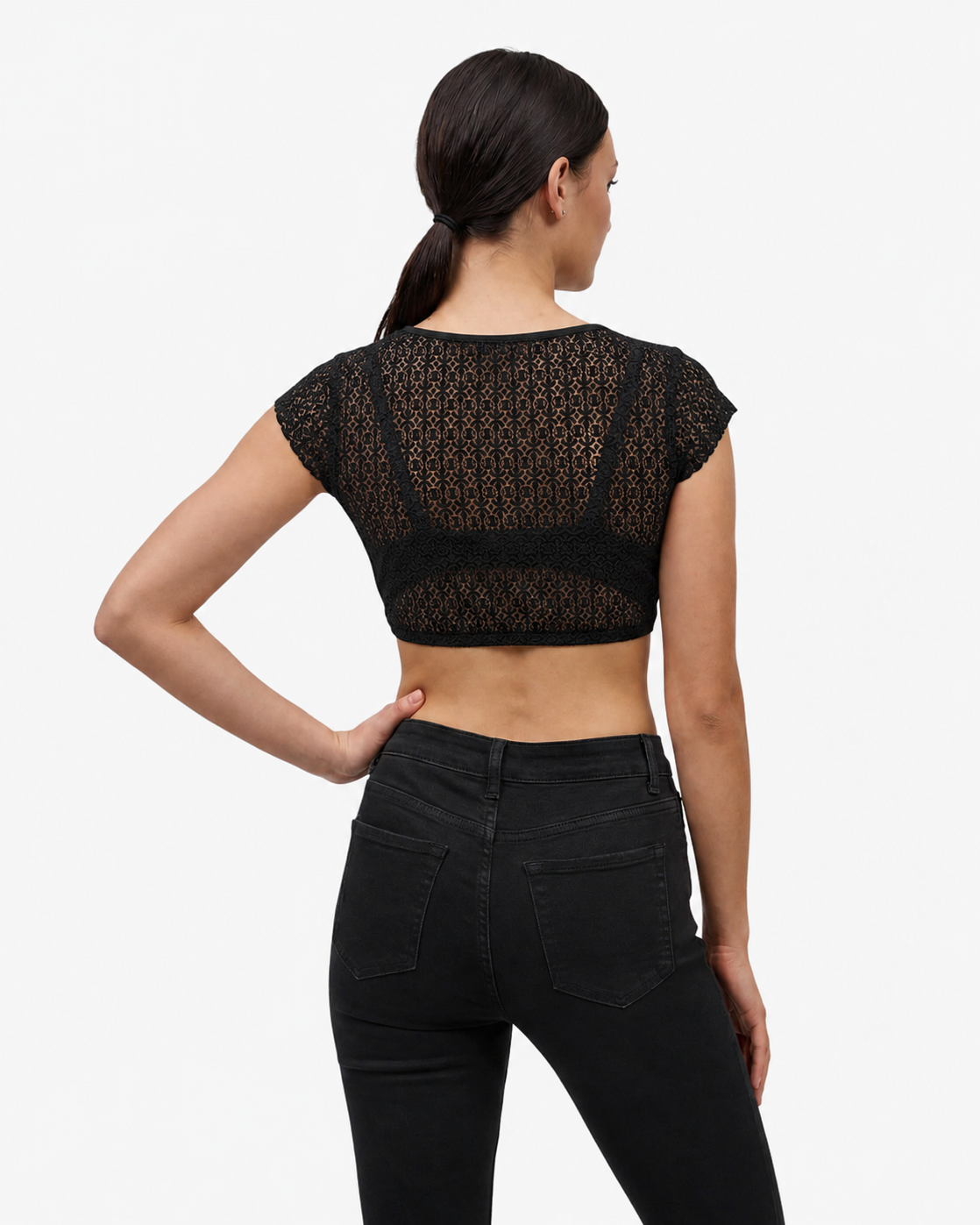 Dirndlbluse wanda schwarz Spitze