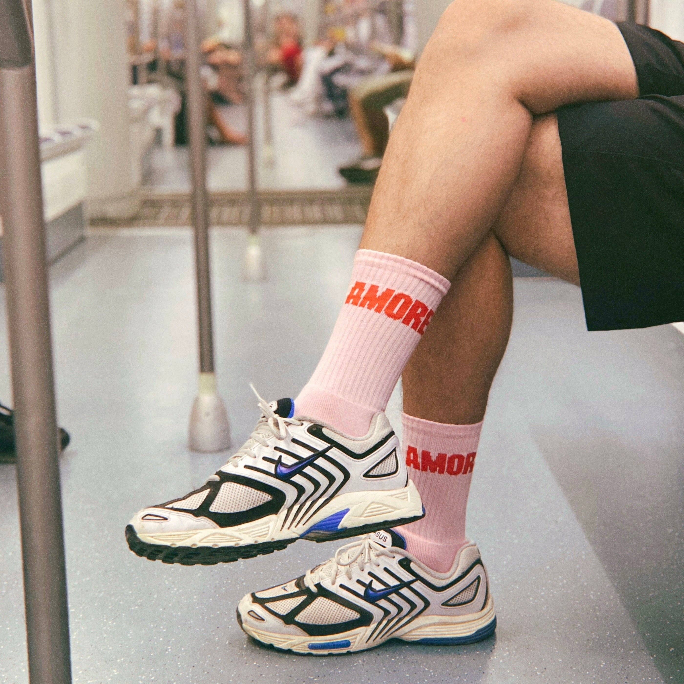 Tennissocken AMORE in Rosa und Rot, Detailansicht