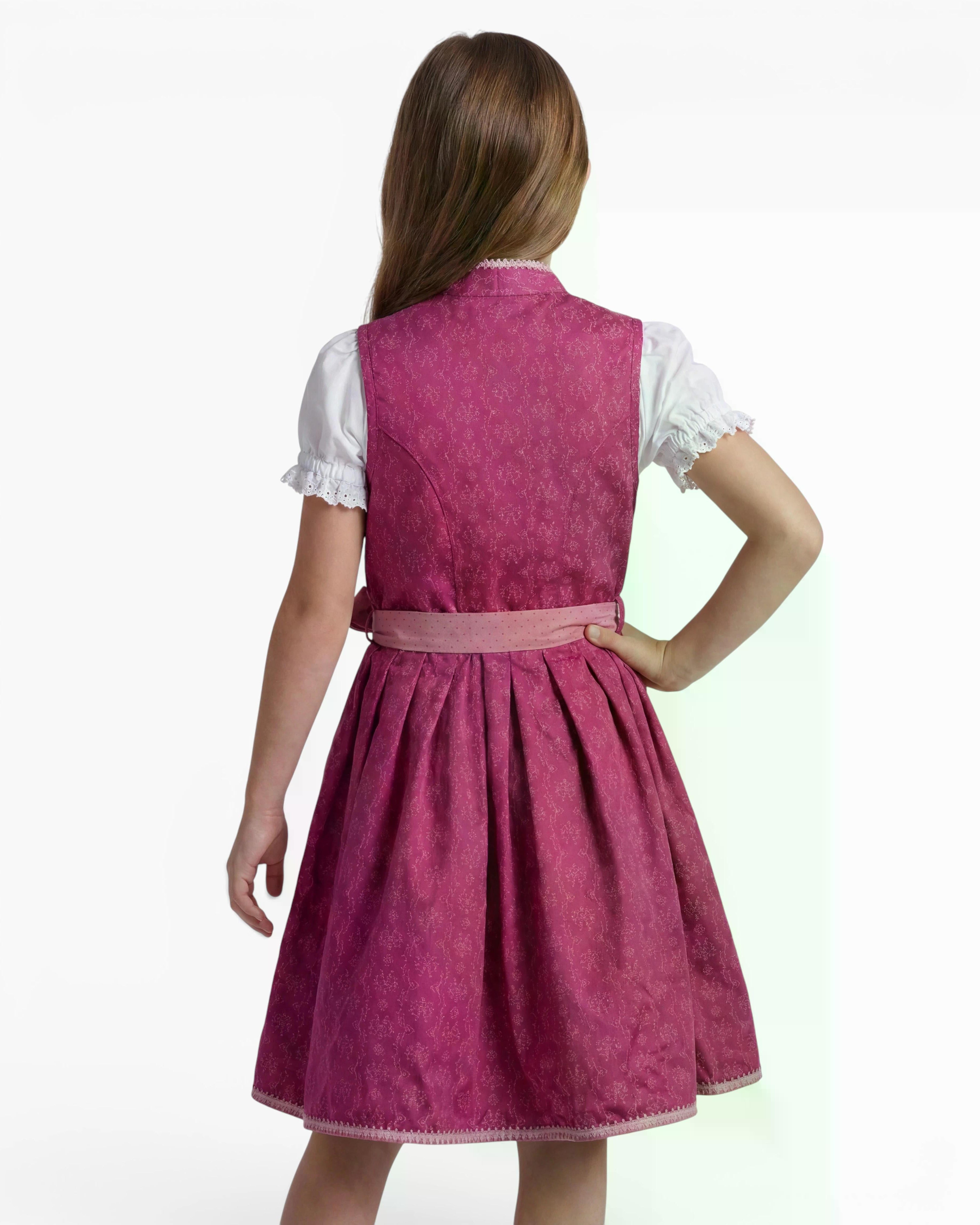 Rückansicht Kinderdirndl Charlotta am Model getragen