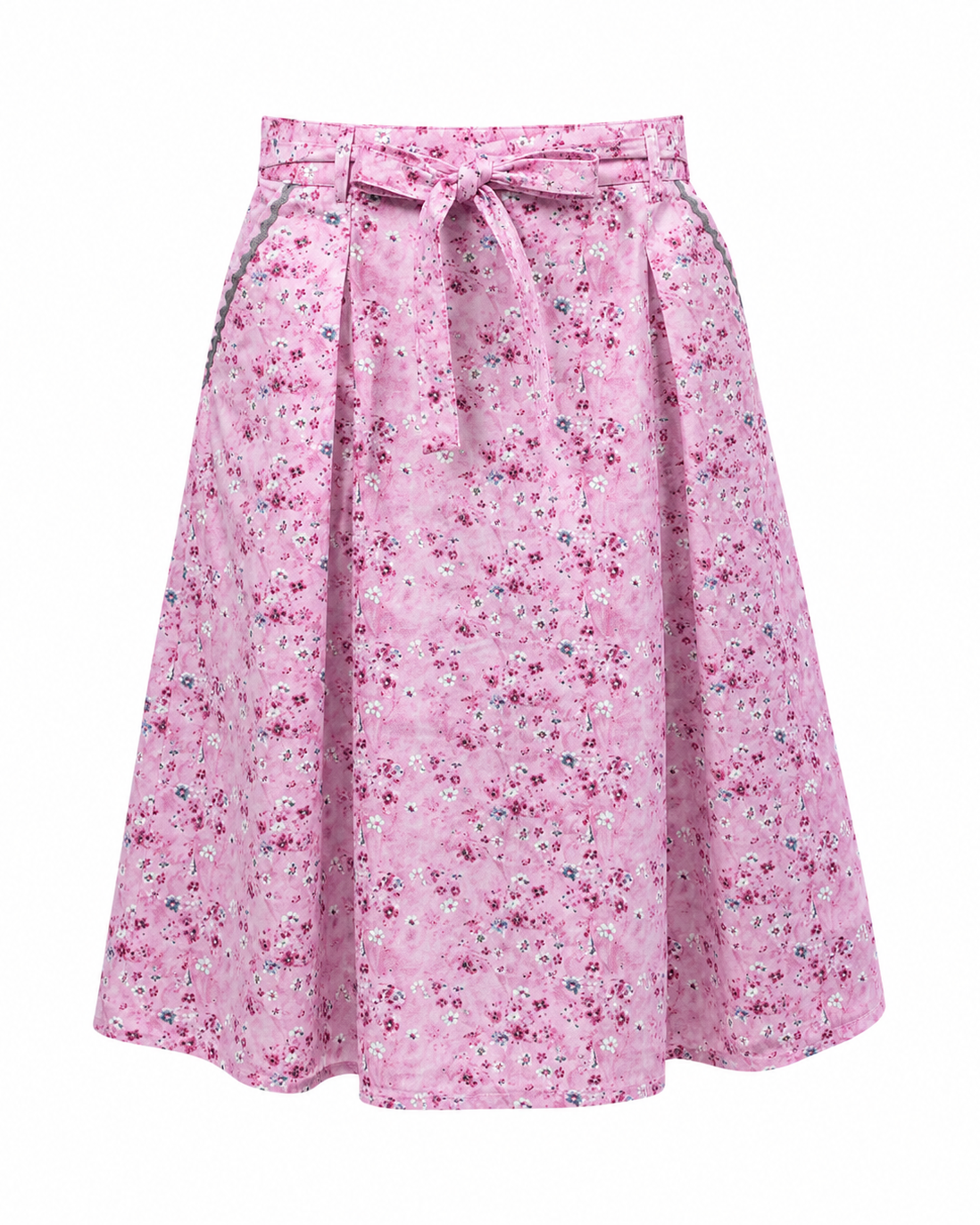 Trachtenrock Elsa in Rosa mit Blumenmuster aus 100 Prozent Baumwolle und 64 cm Rocklänge