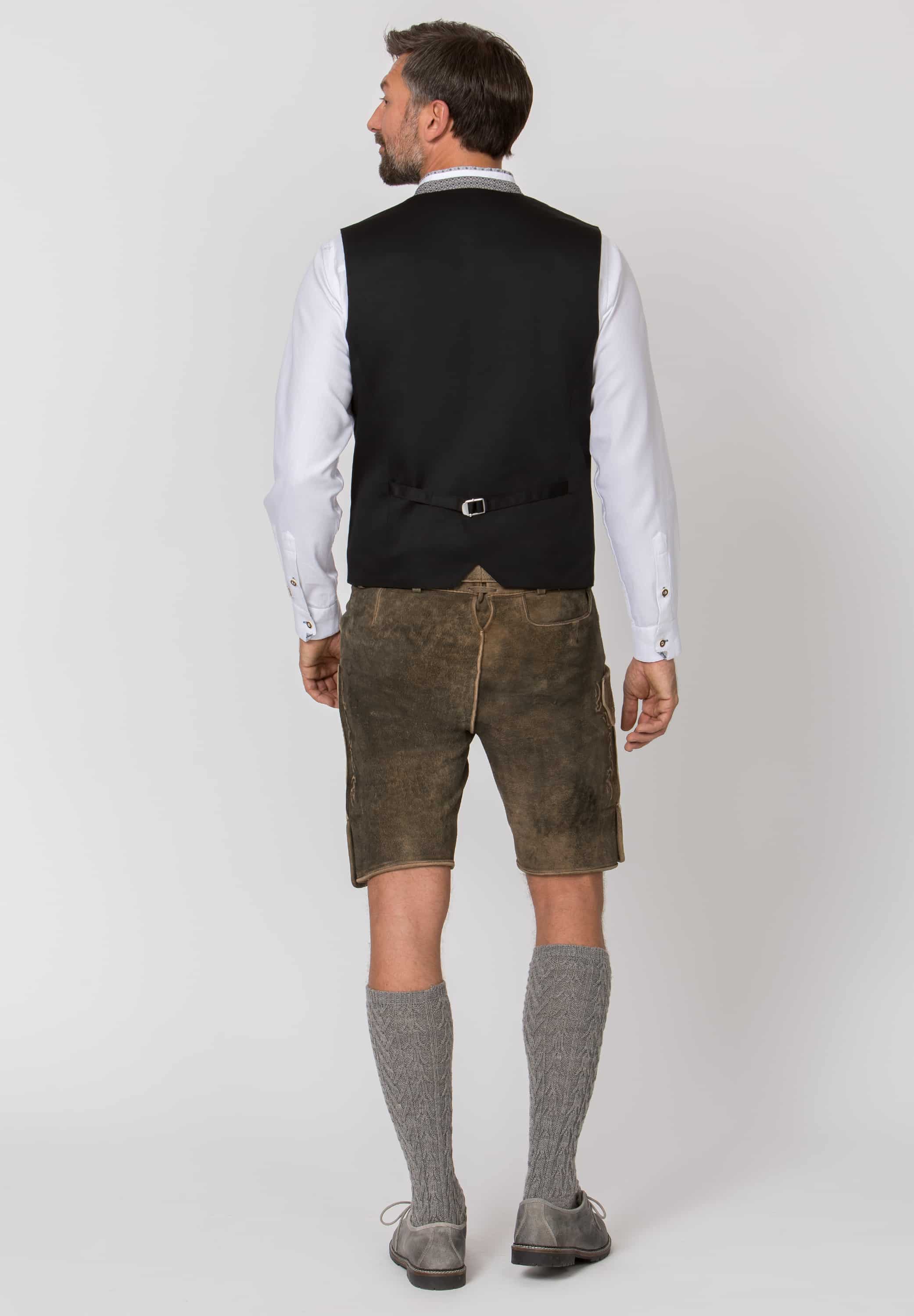 Trachtenlederhose Lewis in Nuss gespeckt, Rückansicht
