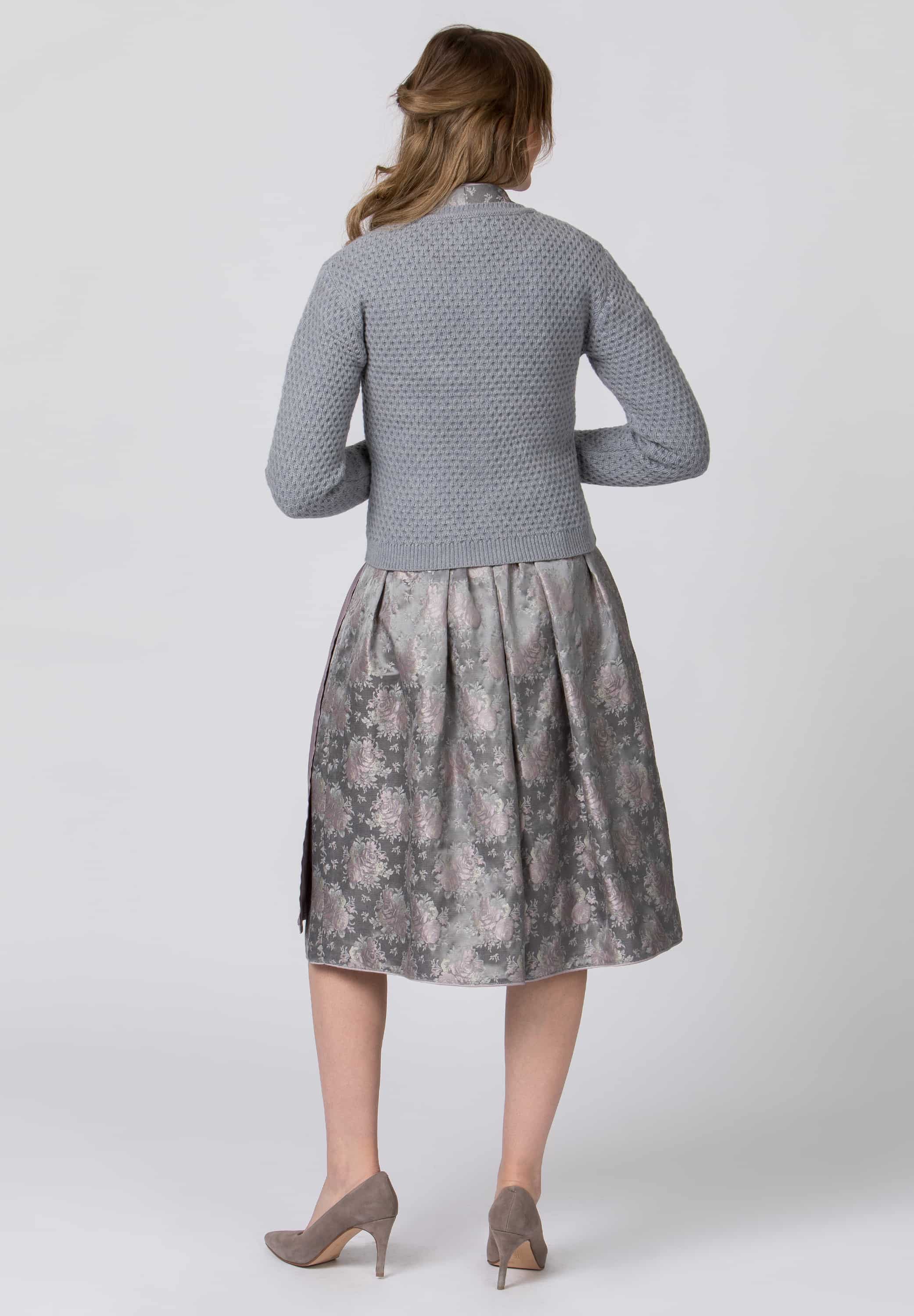 Trachten-Strickjacke Juliette in Grau, Rückansicht