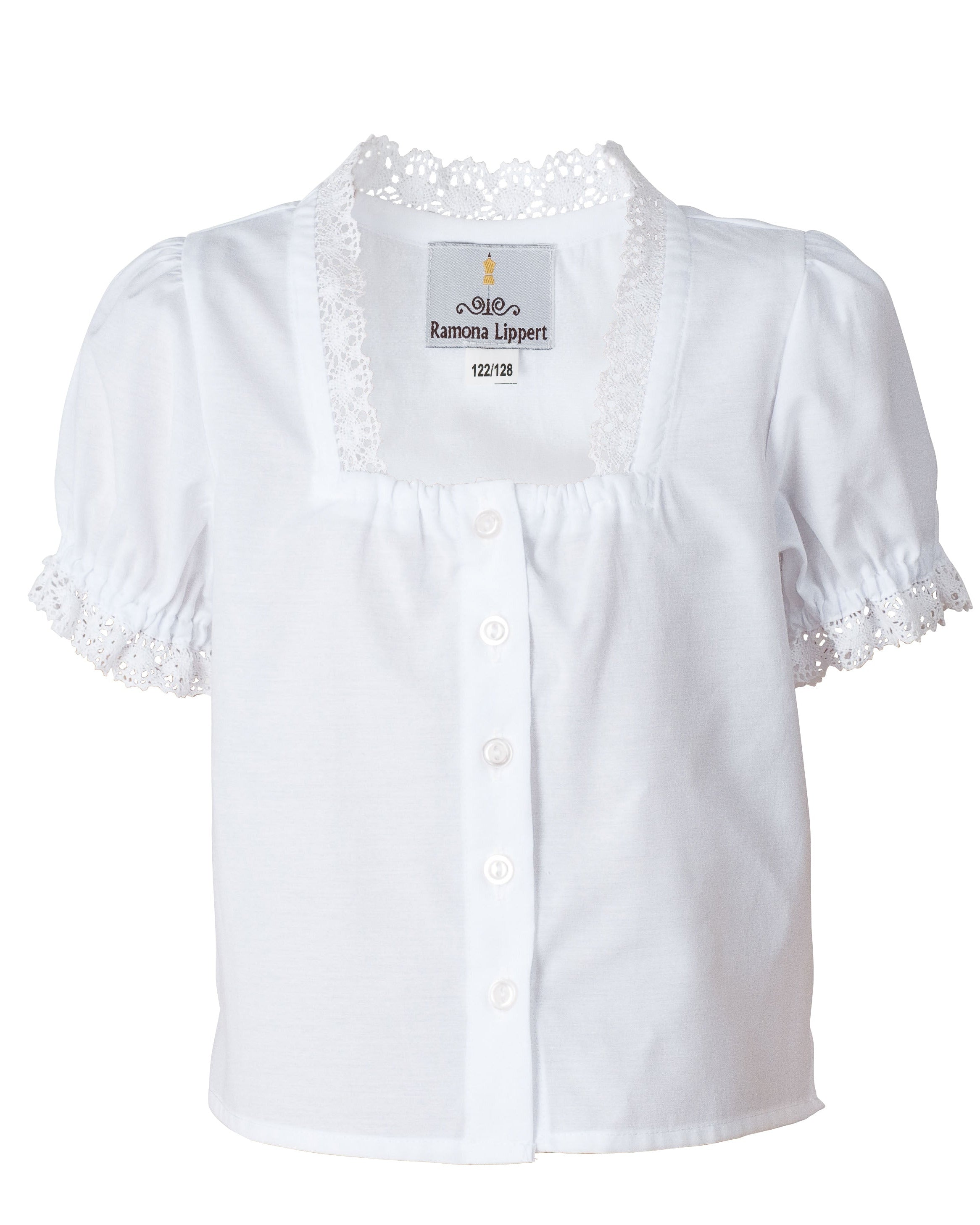 Weiße Kinderbluse Lara zum Dirndl