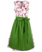 Florales  Dirndl Christine mit grüner Schürze mit Punkte
