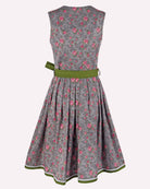 graues Blumendirndl mit grüner Schürze Rückseite