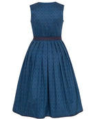 Dirndl Ivelina blau mit dunkelblauer Schürze