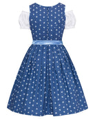 Dirndl Julia in Blau mit hellblauer Satinschürze