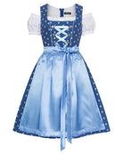 Dirndl Julia in Blau mit hellblauer Satinschürze