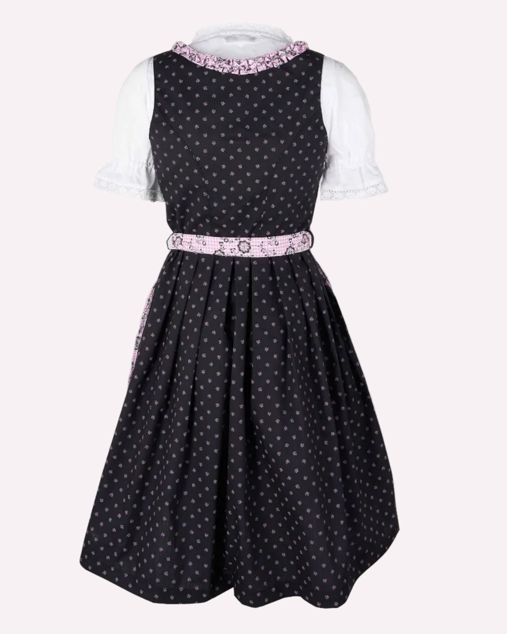 Dirndl Katy in Dunkelgrau mit rosa Schürze