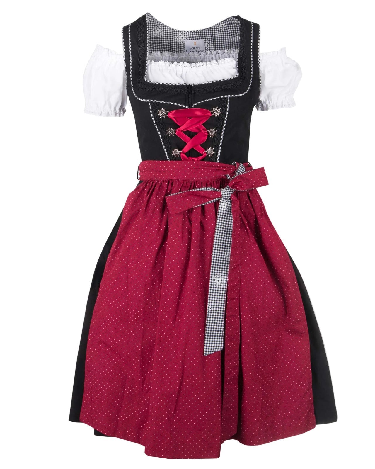 Dirndl Pia Rot mit Bluse 60 cm Vorderansicht
