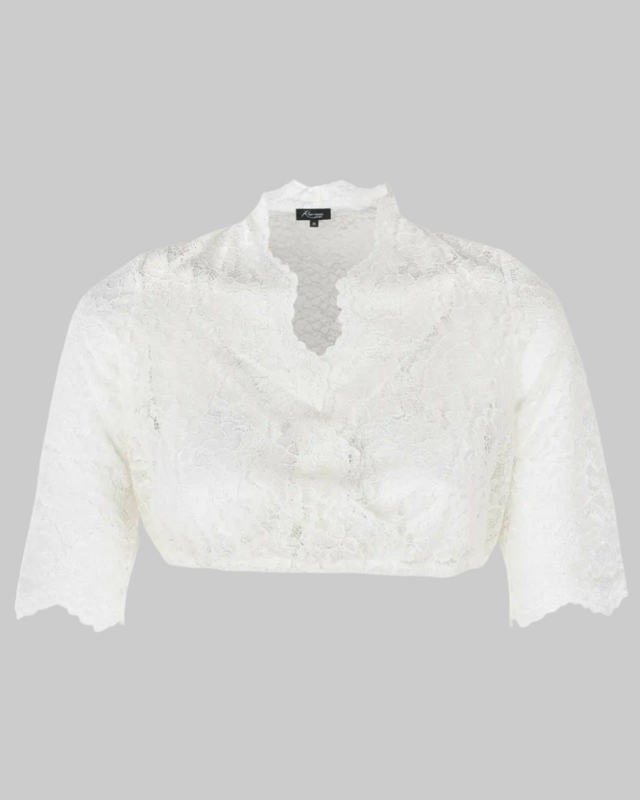 Dirndlbluse Beate Weiß mit Spitze und 3/4-Ärmeln