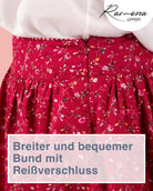 Detailaufnahme vom Reißverschluss des Trachtenrock Karin
