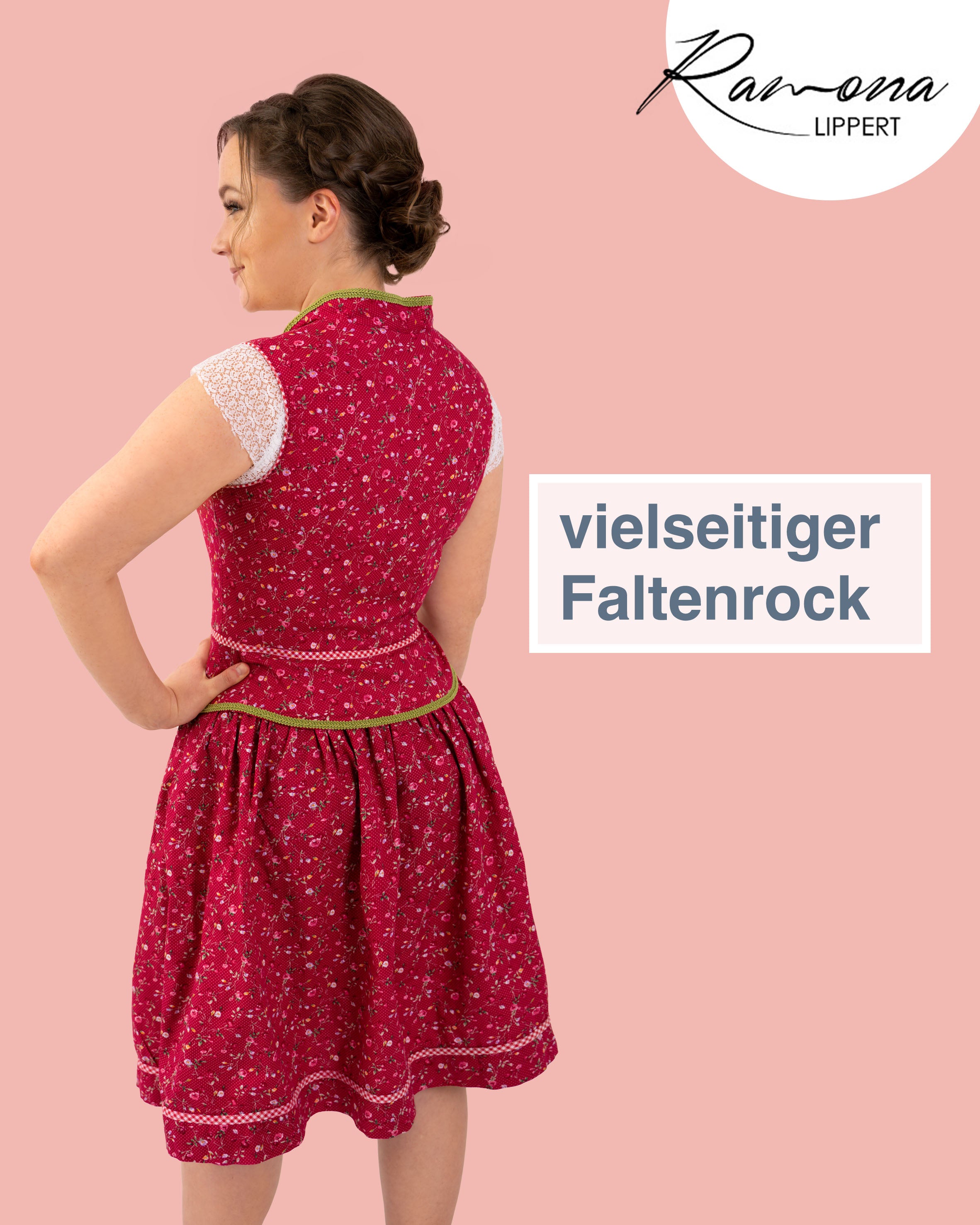 Trachtenrock Karin am Model, Rückansicht